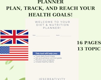 Planificador de dieta y nutrición: Seguimiento de salud integral (PDF imprimible)