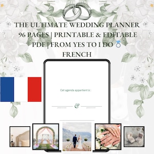 Französischer Eleganter Hochzeitsplaner PDF zum ausdrucken | 97 Seiten Braut Organizer | Gästeliste, Budget, Checklisten, Honeymoon, Bride kit Verlobung
