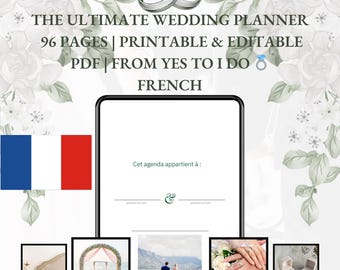 Planificador de bodas francés: Organizador de bodas de 97 páginas (PDF imprimible)