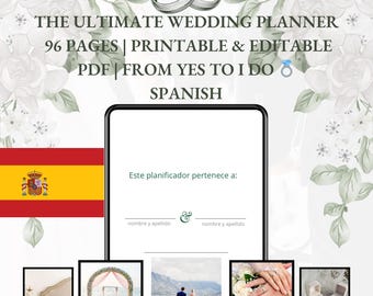 Planificador de bodas español: Organizador de bodas de 96 páginas (PDF imprimible)