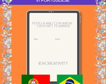 Planificador de crochet portugués: inventario de hilos y seguimiento de proyectos (PDF)