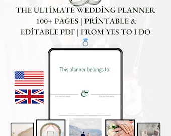 Planificador de bodas elegante: Organizador de bodas de más de 100 páginas (PDF imprimible)