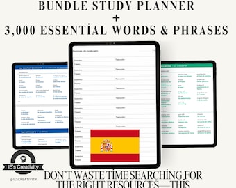 Paquete de aprendizaje de español: Planificador de estudio y 3000 frases (descarga digital)