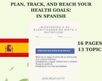 Planificador de dieta y nutrición en español / Seguimiento de salud imprimible (PDF)