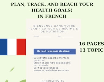 Planificador de dieta y comidas francés: Seguimiento de salud imprimible (PDF)
