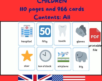 Tarjetas de vocabulario en inglés para niños (descarga digital)