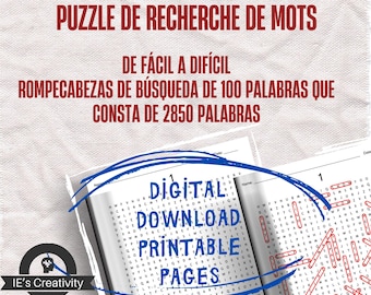 Sopas de letras en español: 100 juegos mentales para adultos y mayores (Descarga digital en PDF)