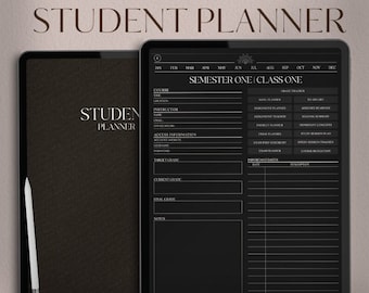 Student Digital Planner | Study Planner | Dark Mode GoodNotes Digital Planner | Daily School Journal, College Planner, Academic iPad Planner