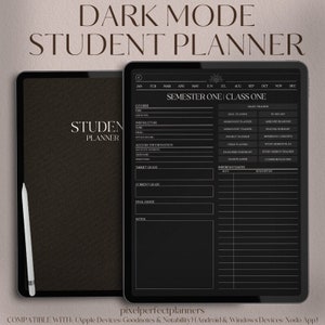 Student Digital Planner | Study Planner | Dark Mode GoodNotes Digital Planner | Daily School Journal, College Planner, Academic iPad Planner