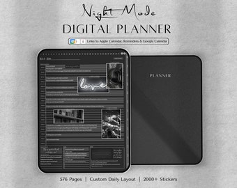 Digital Planner - GoodNotes Planner - UNDATED | iPad Planner | Notability Templates | Daily Calendar, Weekly, Monthly Schedule | Night Mode