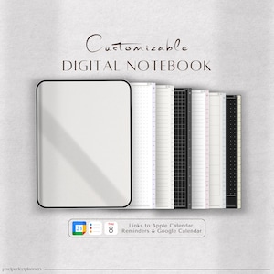 Digital Notebook | GoodNotes Notebook, Ipad Notebook, Student Notebook, Notability Templates, Notebook Journal, Dotted, Lined, Grid, Cornell