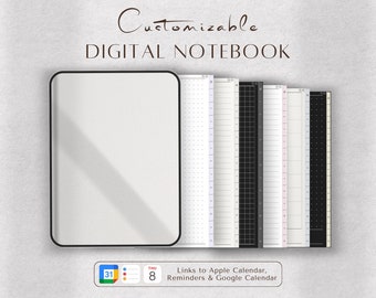 Digital Notebook | GoodNotes Notebook, Ipad Notebook, Student Notebook, Notability Templates, Notebook Journal, Dotted, Lined, Grid, Cornell