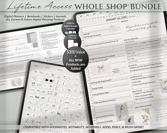 Digital Planner SHOP BUNDLE | Digital Stickers | iPad Journal, Goodnotes Notebook, Adhd Life Templates, Daily, Weekly Monthly, Dated/Undated