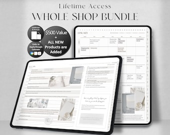 Planner digitale SHOP BUNDLE / Quaderni Goodnotes / Diari iPad / Modelli Adhd Life Notability / Giornaliero, Settimanale, Mensile, Datato + Non datato