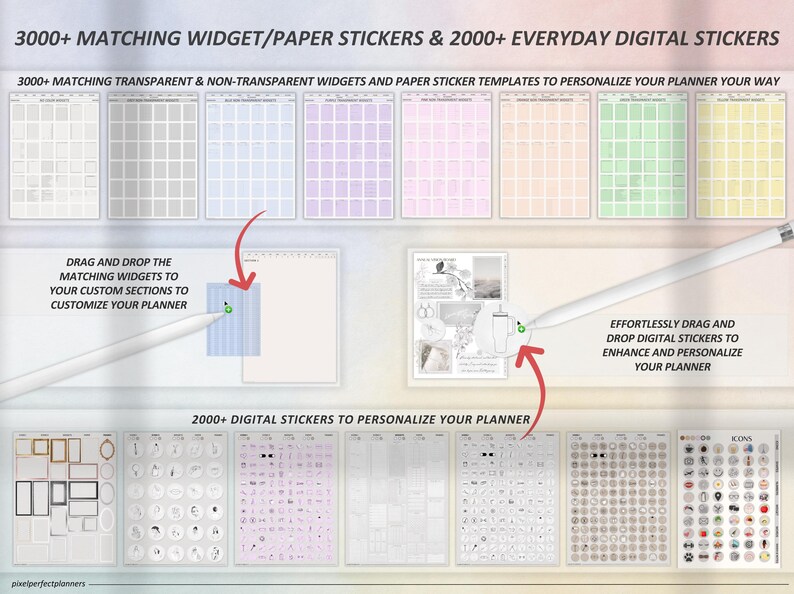 Digital ADHD planner for 2026 with dated daily, weekly, and monthly layouts, built for iPad Samsung Tab tablets, fully compatible with Goodnotes and Notability