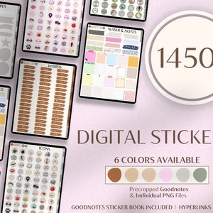 Natural Aesthetic 1450+ DIGITAL STICKERS, GoodNotes Stickers, Digital Planner Stickers, Pre-cropped Stickers For Girls, Sticker Book, iPad