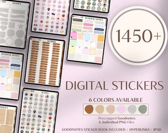 Natural Aesthetic 1450+ DIGITAL STICKERS, GoodNotes Stickers, Digital Planner Stickers, Pre-cropped Stickers For Girls, Sticker Book, iPad