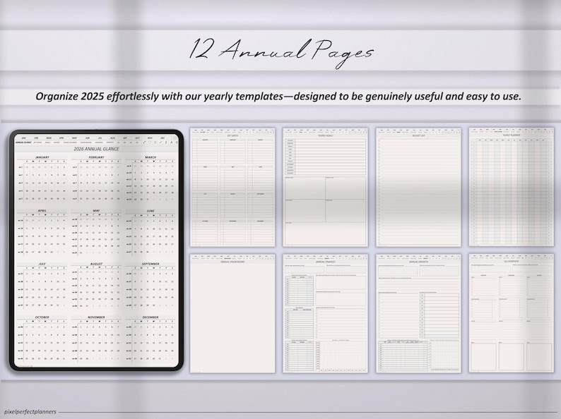 2026 dated digital planner created for ADHD focus and organization, with aesthetic minimalist daily templates for iPad, Samsung Tab, Goodnotes, and Notability