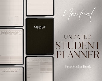 Undated Student Digital Planner for iPad: Academic & Wellness (PDF Files)