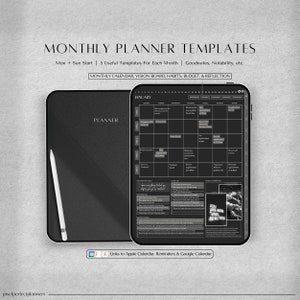 Digital Planner | GoodNotes Planner | iPad Planner | Notability Planner | Daily, Weekly Monthly Planner | Undated Planner, Dark Mode Journal