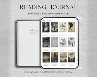 Reading Journal | Portrait Reading Journal | Digital Reading Journal, Book Tracker, Reading Tracker, Book Reading Journal, Log for Goodnotes