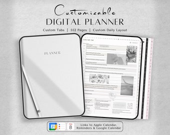 Customizable Digital Planner: Undated, Daily, Weekly, Monthly (PDF)
