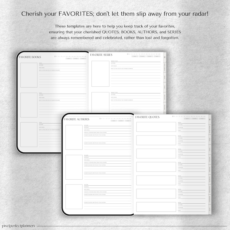 E-Book Journal | Manage Your Reading | Track Books, Book Inventory, Reading Planner for iPad, Notebook, Digital Bookshelf