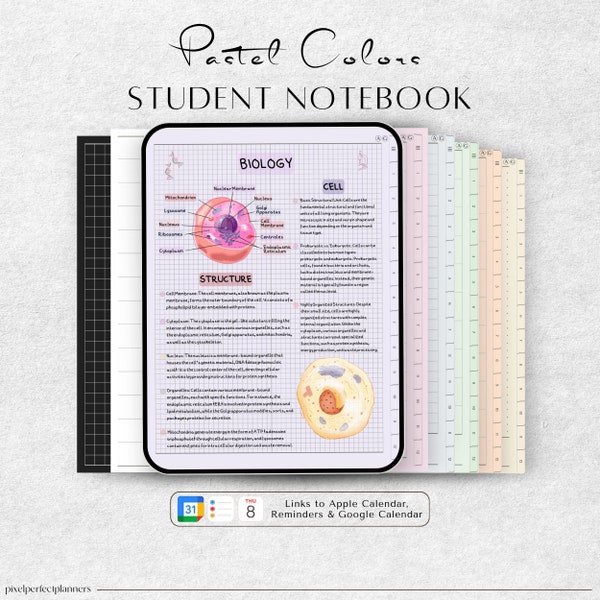 Portrait Digital Notebook with Tabs | Goodnotes Notebook | Student Notebook, Digital Notebooks, Digital Notes Templates, Notability Notebook