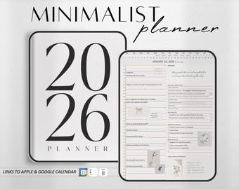 All-In-One Digital Planner 2026, Digital Journal, Digital Goodnotes Template, Monthly, Weekly, Daily Planner, Minimalist Notability Notebook