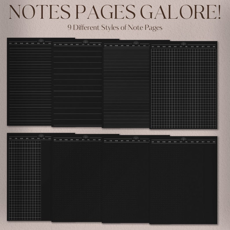 Dark Mode Digital Planner: Undated, Goodnotes iPad Journal (PDF) image 7