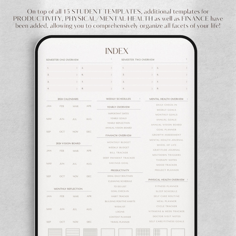 GoodNotes Academic Planner | Student Digital Planner | College, Study & School Planner | Daily iPad Planner | Undated