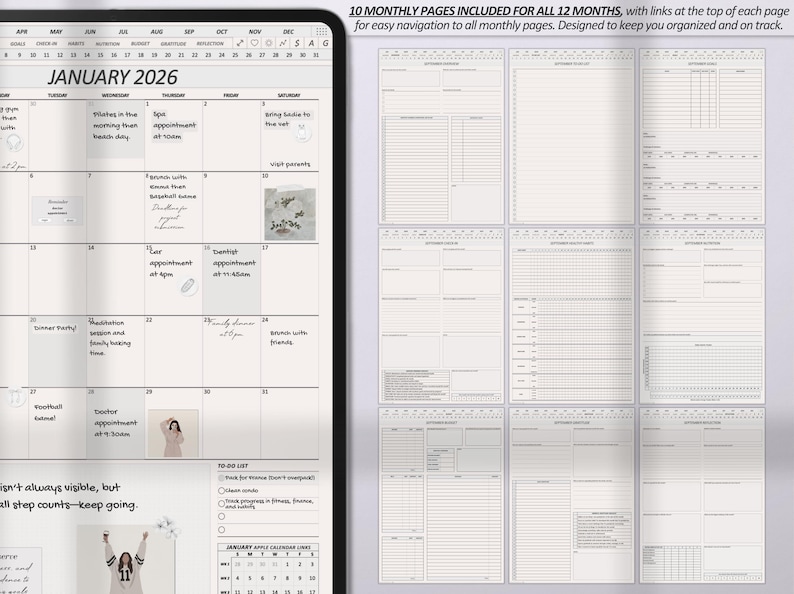 Best ADHD planner 2026 edition in digital format with dated templates for daily organization, designed for Goodnotes, Notability, iPad, and Samsung Tab use