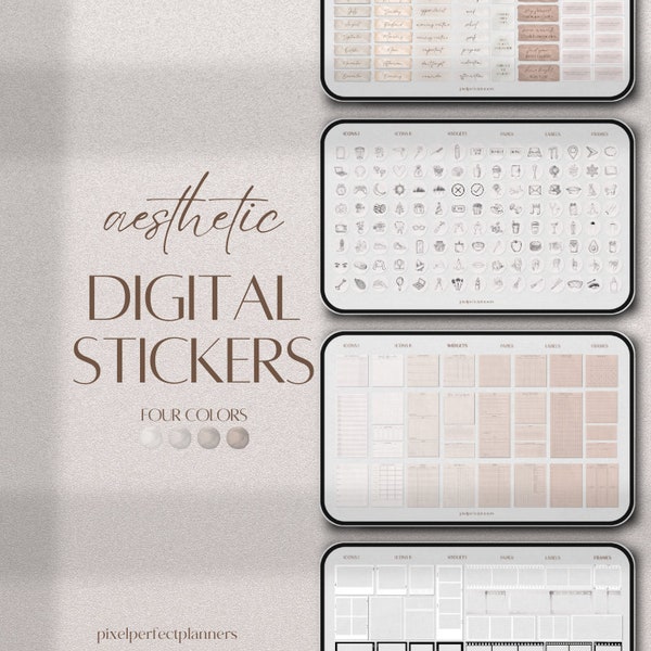 Digital Stickers | Digital Planner Stickers | STICKER BOOK for GOODNOTES, Pre-cropped Digital Stickers, Widgets, Digital Icon Stickers, Boho