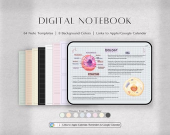 Cuaderno digital con pestañas / Cuaderno Goodnotes, Cuaderno para estudiantes, Cuadernos digitales en formato horizontal, Plantillas de notas digitales, Cuaderno Notability