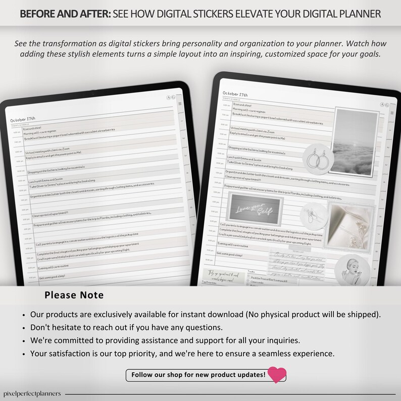 Digital Planner Stickers for GoodNotes | PNG Precropped iPad Sticker Book – Minimalist and Aesthetic Designs