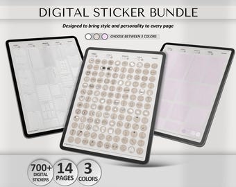 Digital Stickers | GoodNotes Sticker Book | Precropped iPad Sticker Zip File - Minimalist/Aesthetic Stickers | Notebook/Journal Planner PNGs