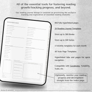 Digital Library Journal | Record Your Reading | Track Books, Book Inventory, E-Reader Planner, Booklist for iPad, Digital Notebook