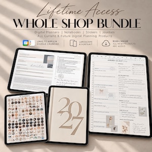 Digital Planner 2027 SHOP BUNDLE | Digital Stickers | iPad Journal, Goodnotes Planner, Adhd Life Templates, Daily, Weekly, Dated/Undated