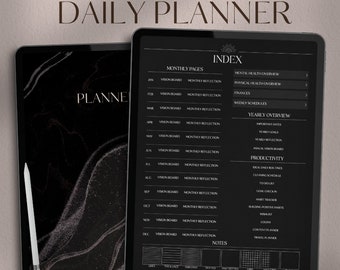 Dark Mode Digital Planner: Undated Daily Journal (PDF)