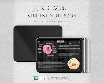 Dark Mode Digital Student Notebook: Goodnotes & Notability Templates