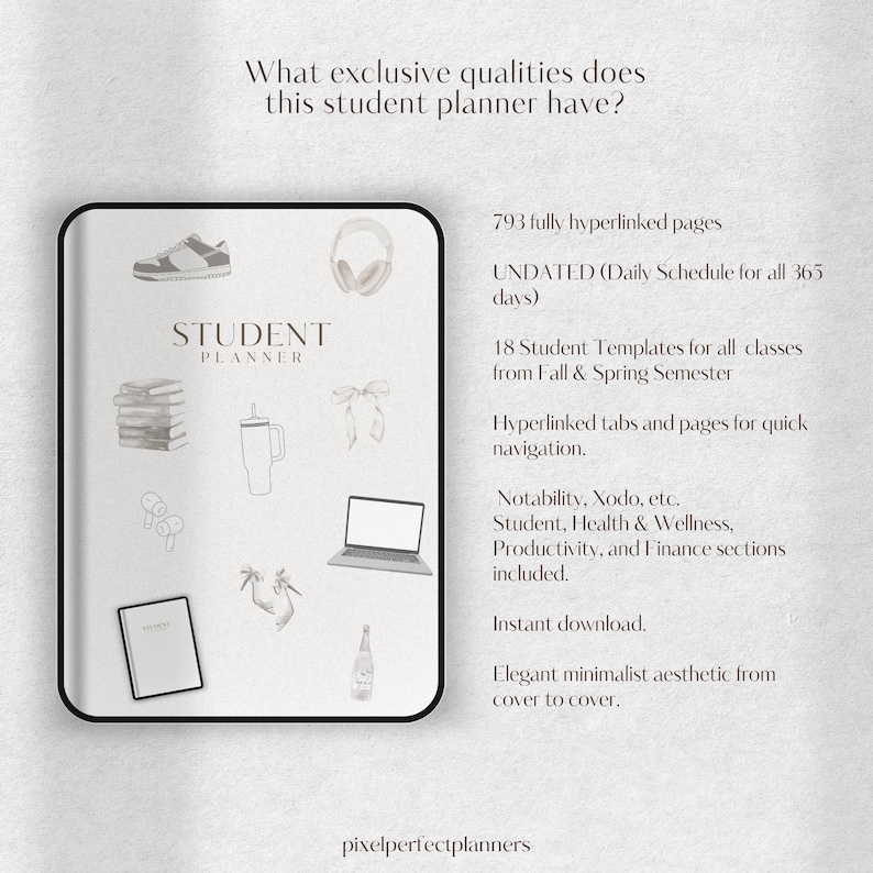 College Planner for GoodNotes | Student Digital Planner | Study & School Planner | Daily iPad Planner | Undated Academic Planner