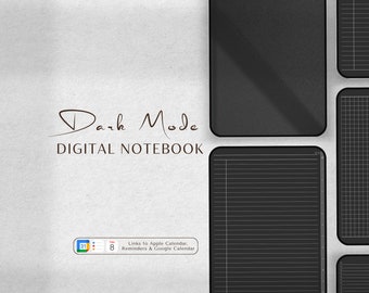 Dark Mode Digital Notebook: iPad Student Planner (Dotted, Lined, Grid)