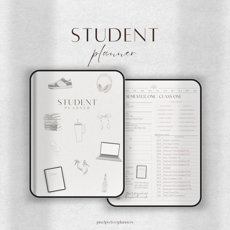 GoodNotes Planner for Students | Academic Planner | College, Study & School Planner | Daily iPad Planner | Undated Planner