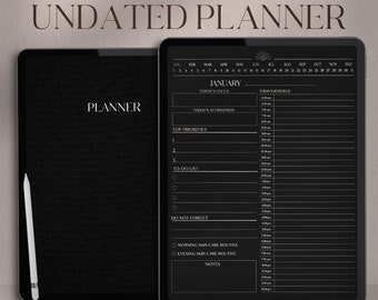 Digital Planner, Undated Digital planner, Dark Mode Digital Journal, Goodnotes Planner, iPad Planner, Daily Notability Planner, ADHD Planner