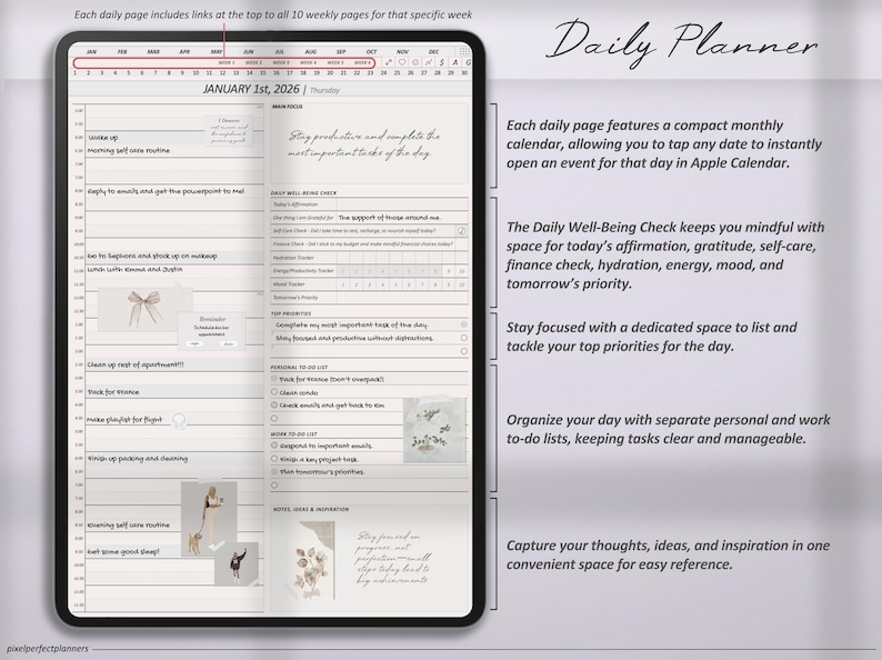 Digital daily planner 2026 for iPad users with Goodnotes and notability journal features