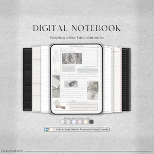 Digital Notebook | Goodnotes Digital Journal, Lined, Grid, Dotted, Blank, Cornell and Schedule Note Templates, For iPad & Tablet, Notability