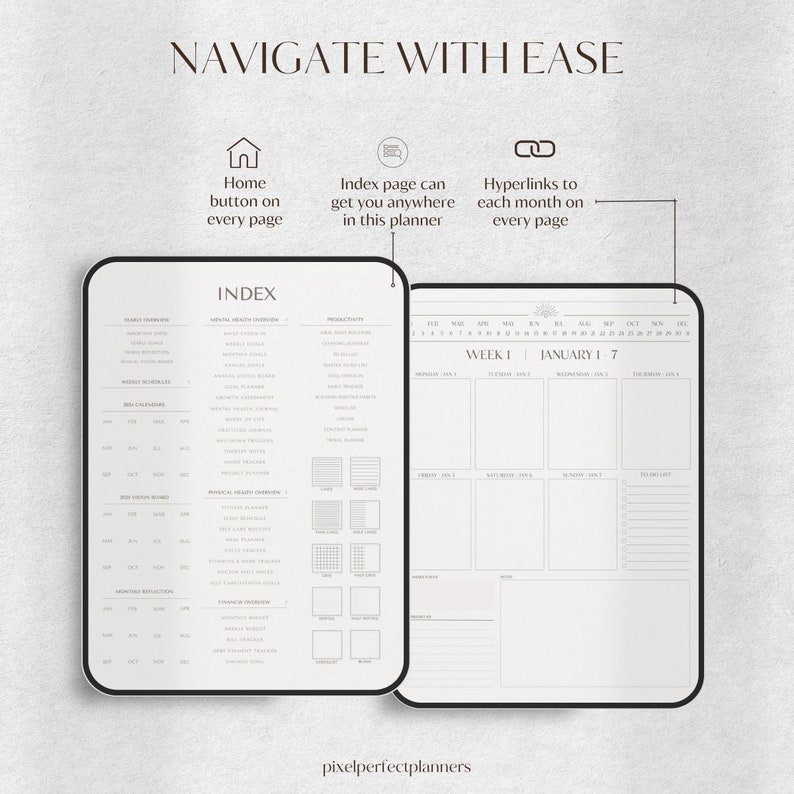 2024 Digital Planner | Daily Notability Planner | iPad Planner | DATED GoodNotes Digital Planner 2024 | Digital Journal