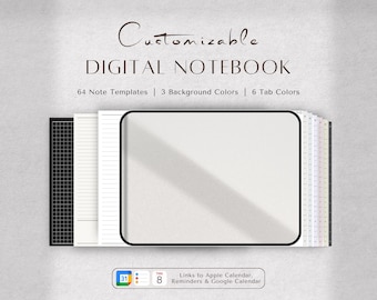 Digital Notebook, LANDSCAPE Notebook, GoodNotes Notebook, iPad Journal, Student Notebook, Notability Templates, Lined, Grid, Dotted, Cornell