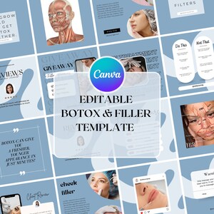 30 Botox & filler Instagram template, editable Instagram template for Botox and filler, digital template, Botox template, filler template