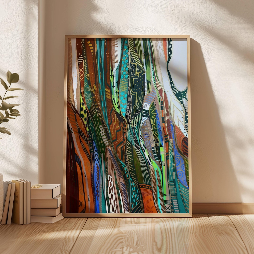Abstract Earth Tone Wall Art Print: Modern Boho Living Room Decor ...